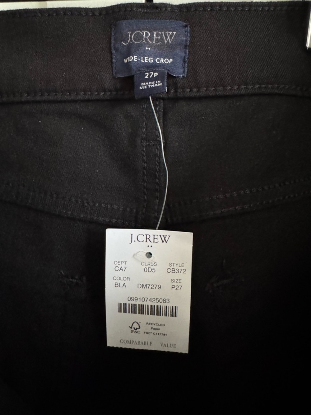 J.Crew Factory Wide-Leg Crop Jean in All-Day Stretch in Black Size 27P (Petite) - Picture 5 of 5